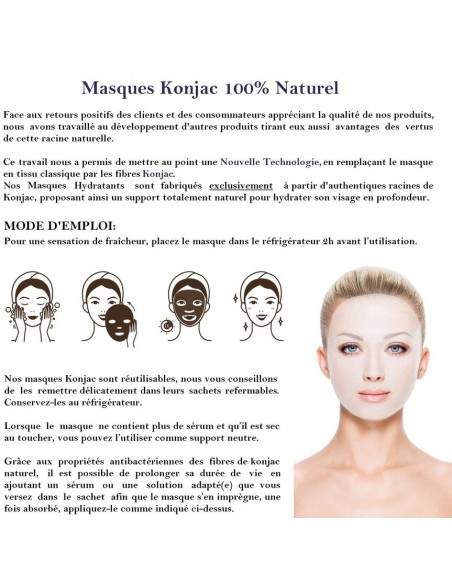 Masque visage Konjac naturel hydratant