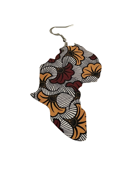 Boucles d’oreilles carte d afrique motif fleur de mariage