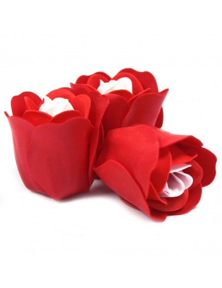 Boxes of 3 Roses of Soap Box Heart - Red