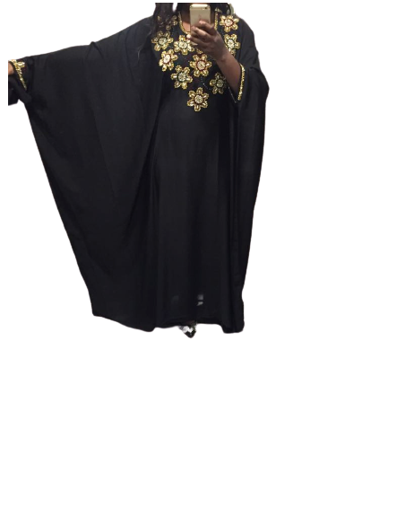 Abaya satinee perlée à la main