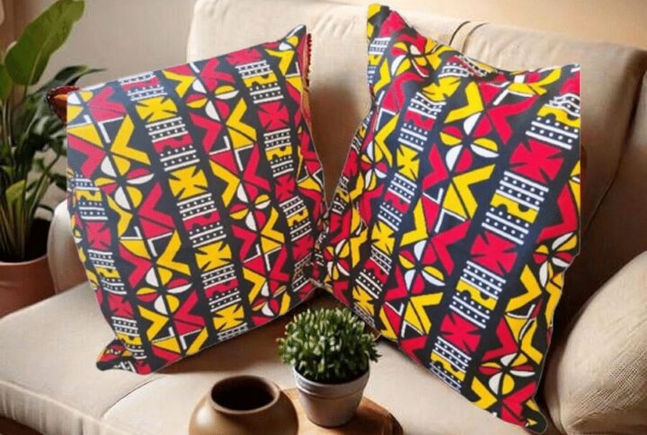 Lot de 2 housses de coussin en wax