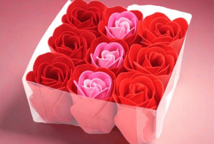 Boîte de 9 Roses de Savon - Rouge