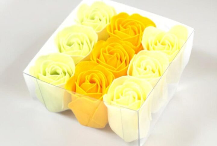 Boîte de 9 Roses de Savon - Rose du printemps