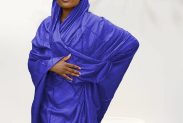 Melhfa couleur unie bleue