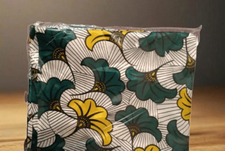 Tissu wax satin soie Fleurs de mariage vert et jaune