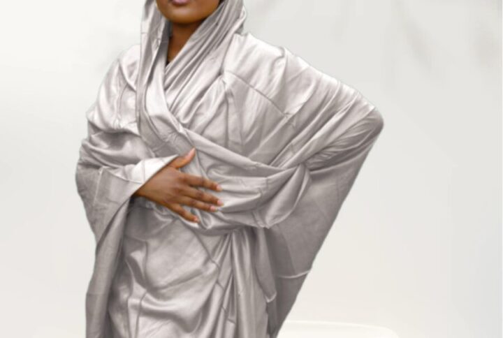 Melhfa couleur unie grise