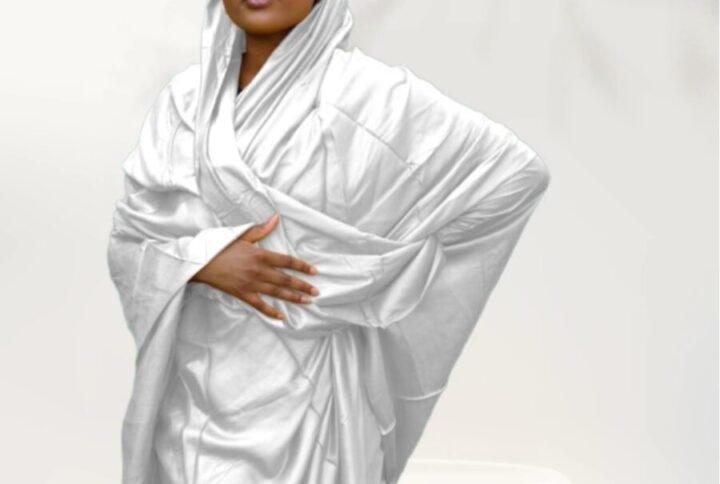 Melhfa couleur unie blanche