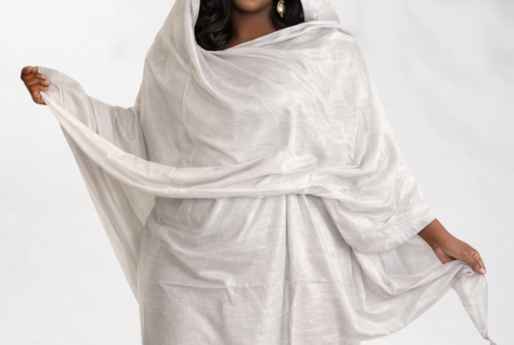Melhfa couleur unie blanche