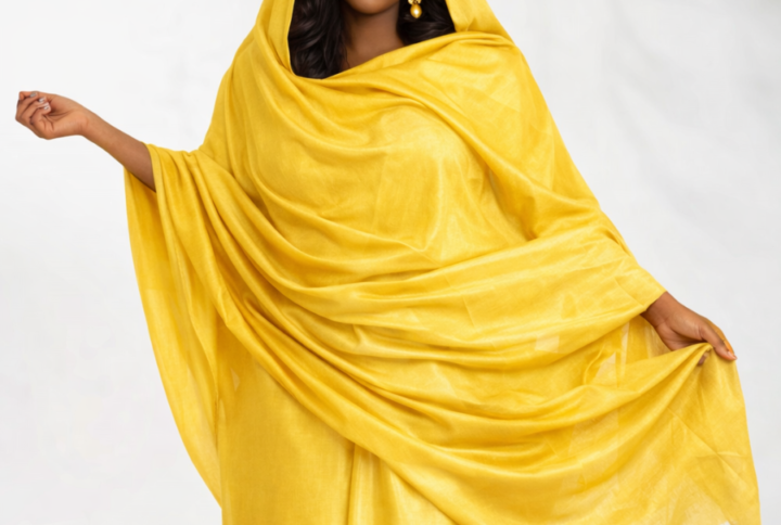 Melhfa couleur unie jaune