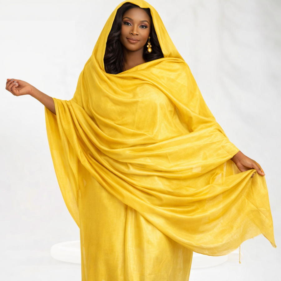 Melhfa couleur unie jaune