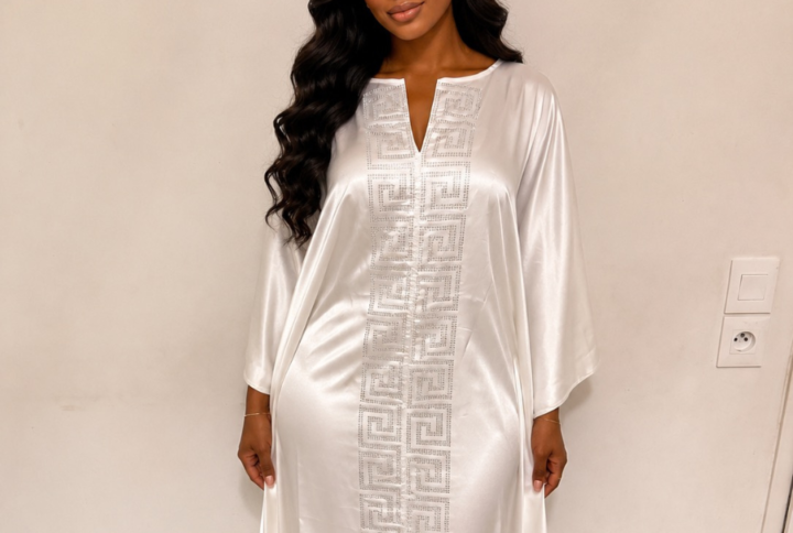 Abaya satin blanc