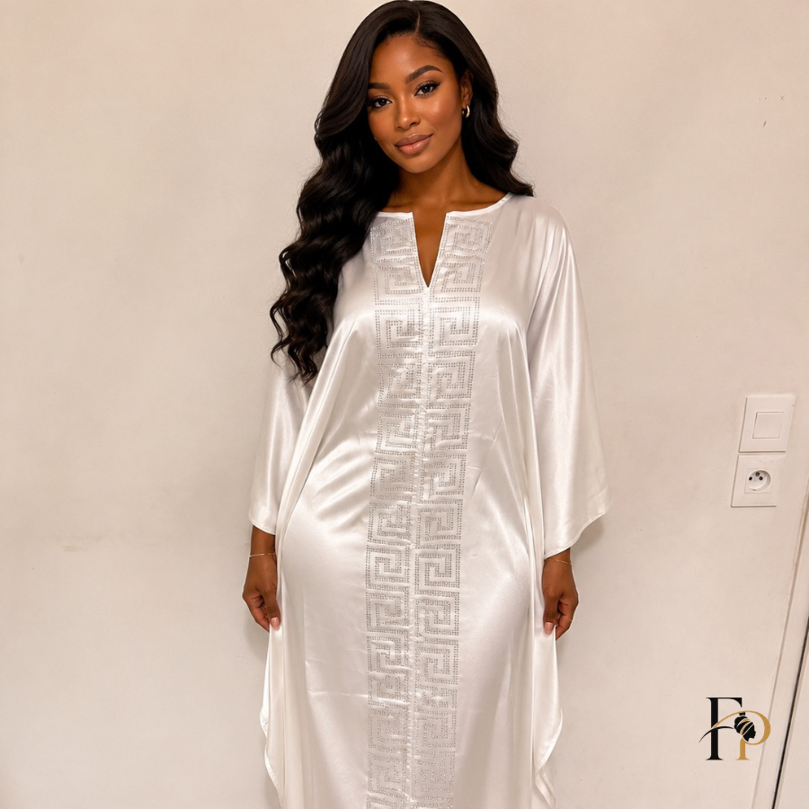 Abaya satin blanc
