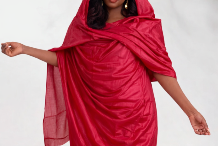 Melhfa couleur unie rouge