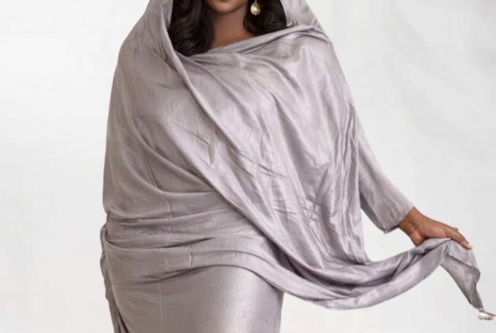 Melhfa couleur unie grise