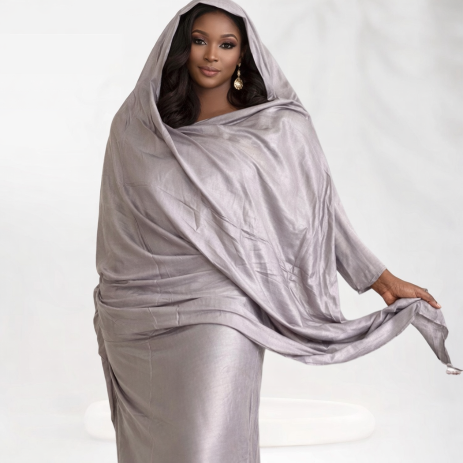 Melhfa couleur unie grise