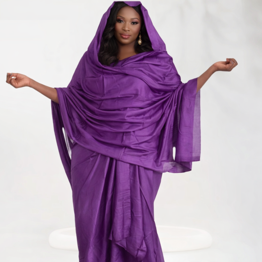 Melhfa couleur unie violette