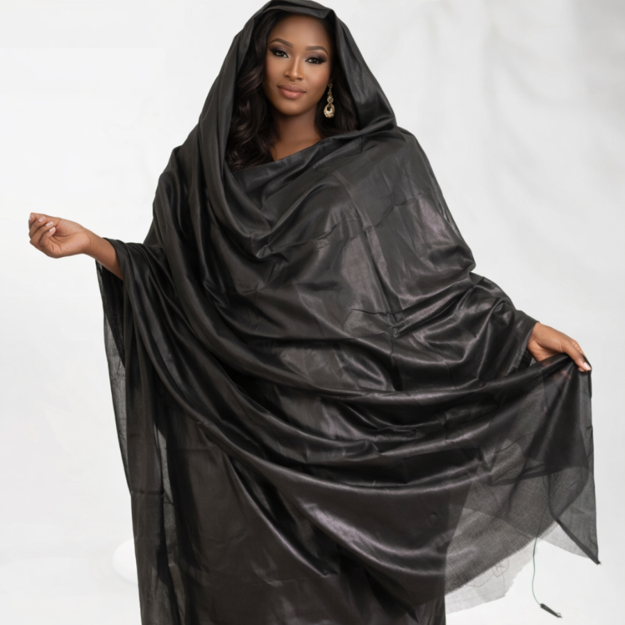 Melhfa couleur unie noire