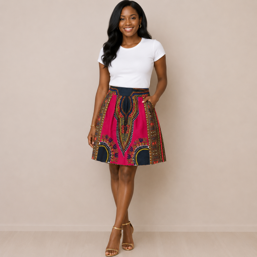 Jupe courte motif Dashiki