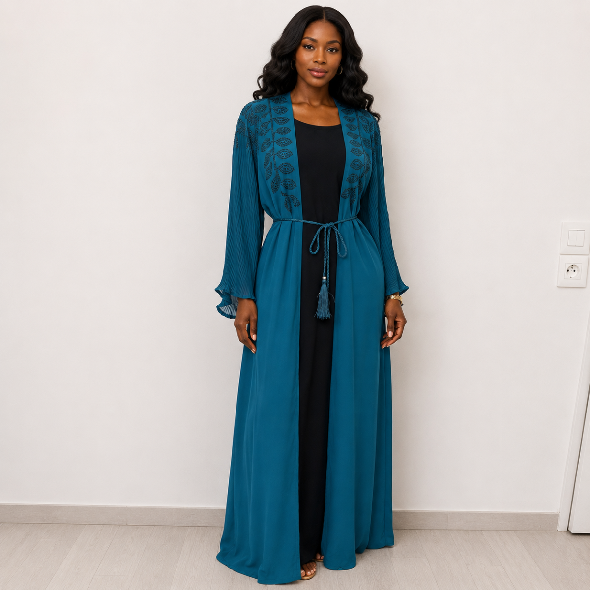 Abaya manches papillon vert