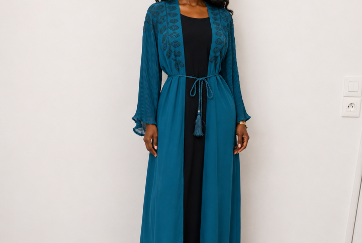Abaya manches papillon vert