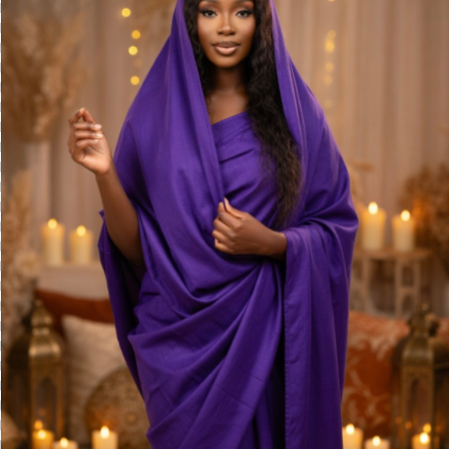 Melhfa couleur unie violette