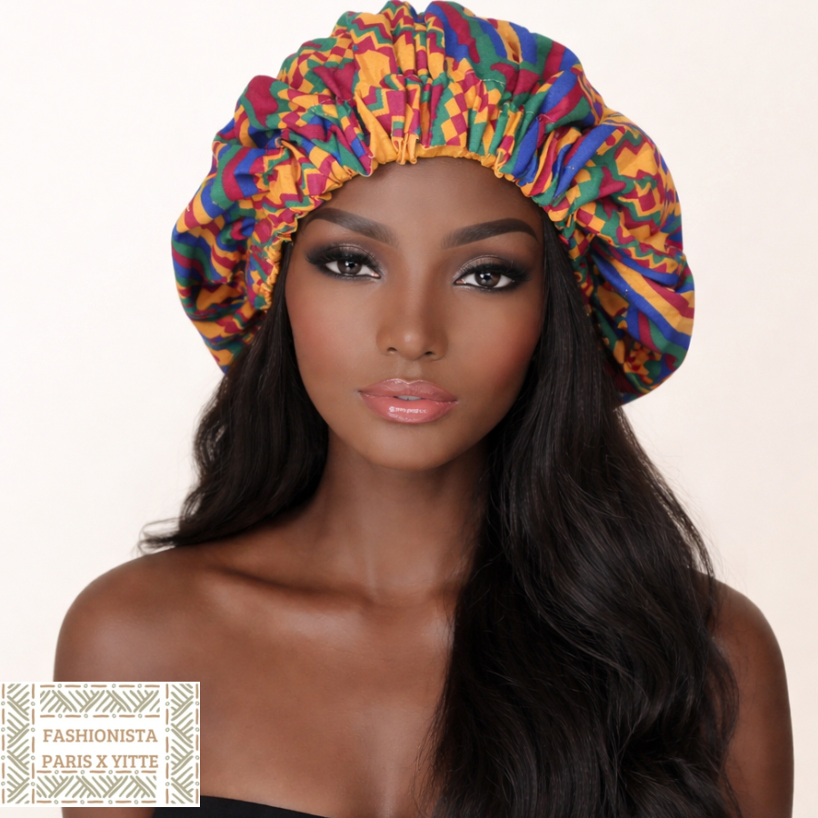 Bonnet satin imprimé wax