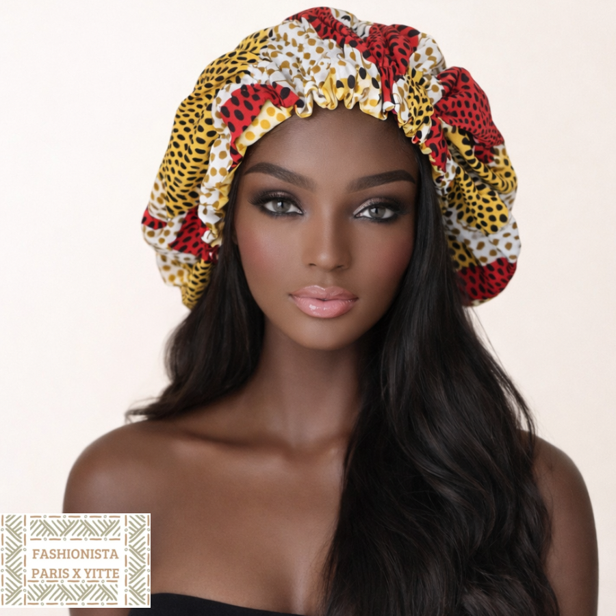 Bonnet satin imprimé wax