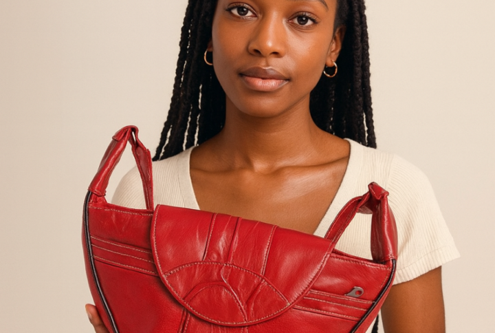 Sac artisanal en cuir rouge
