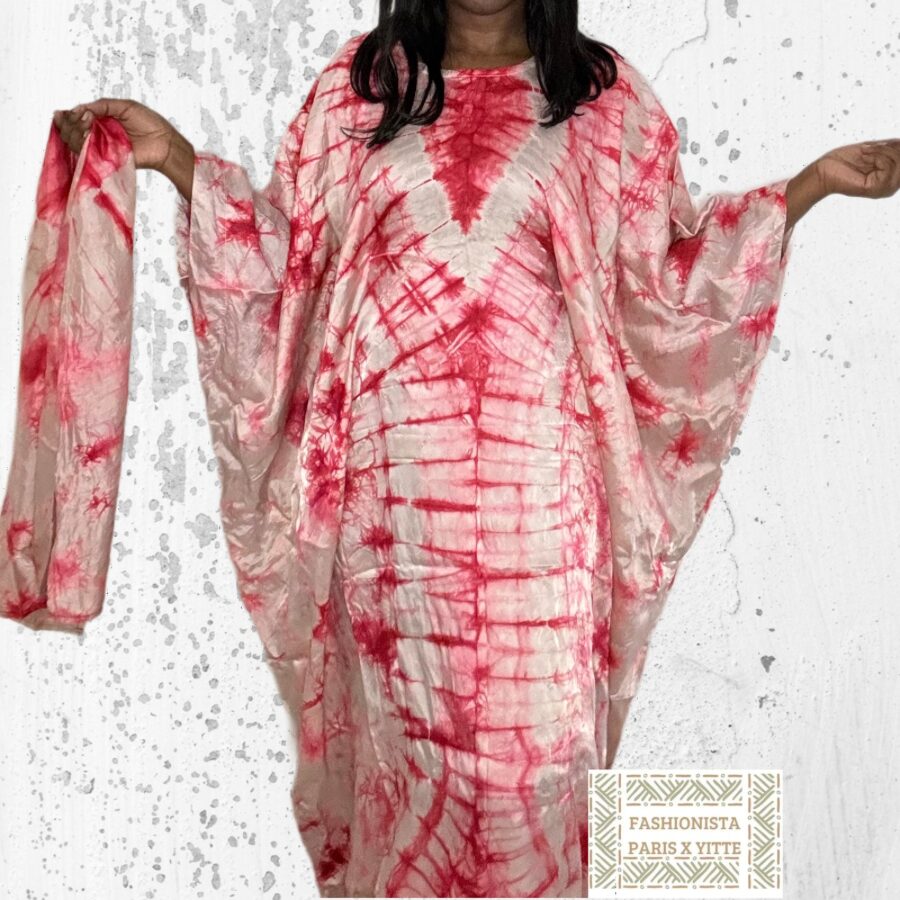 Robe soie Kampala rose er blanc