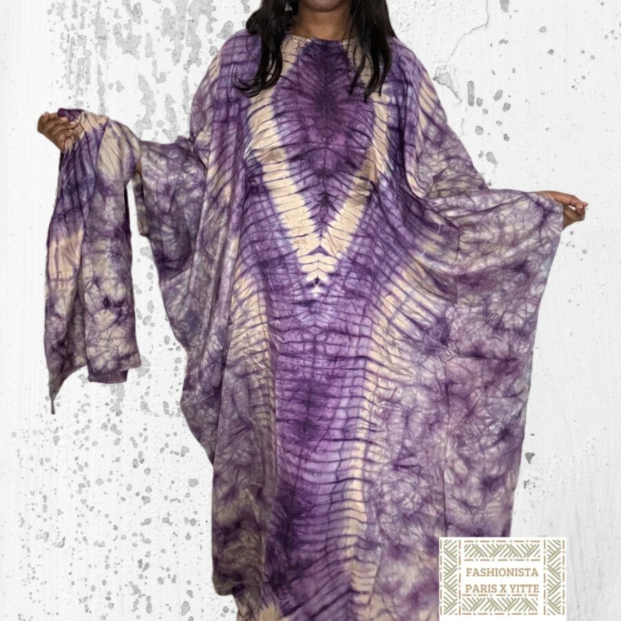 Robe soie Kampala violet et beige