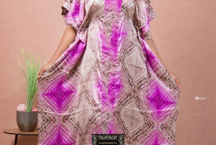 Robe Soie Imprimée – Marron et Violet