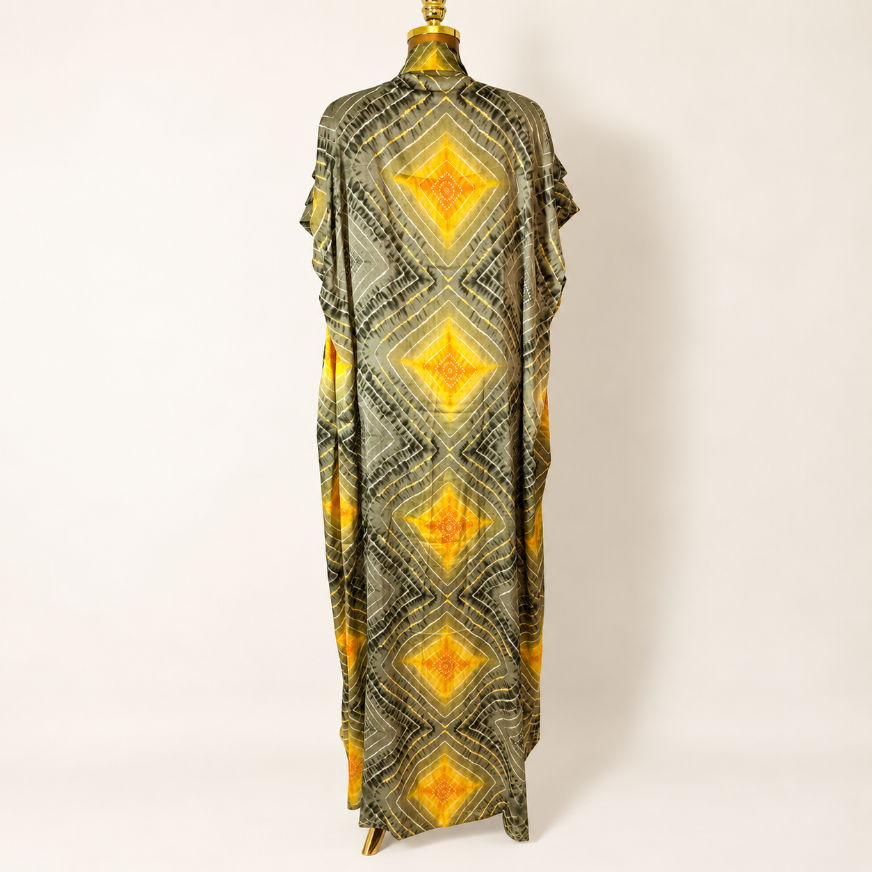 Robe soie imprimée verte