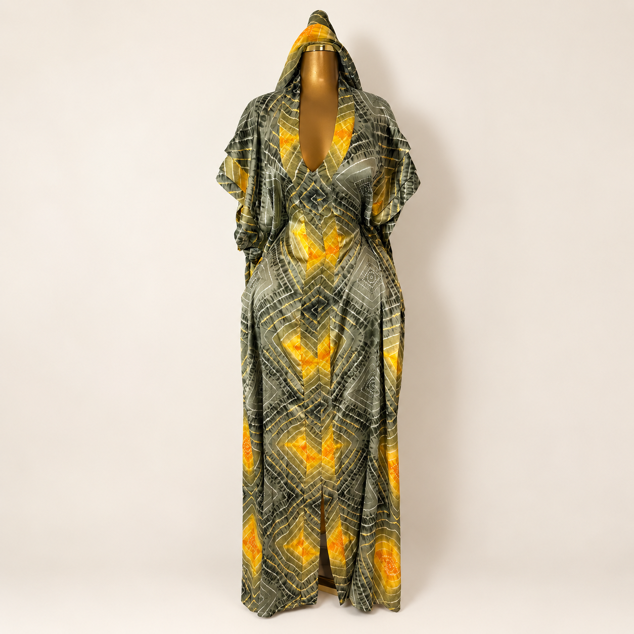 Robe soie imprimée verte