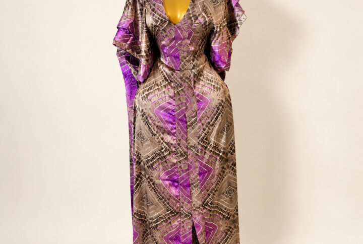 Robe soie imprimée violette