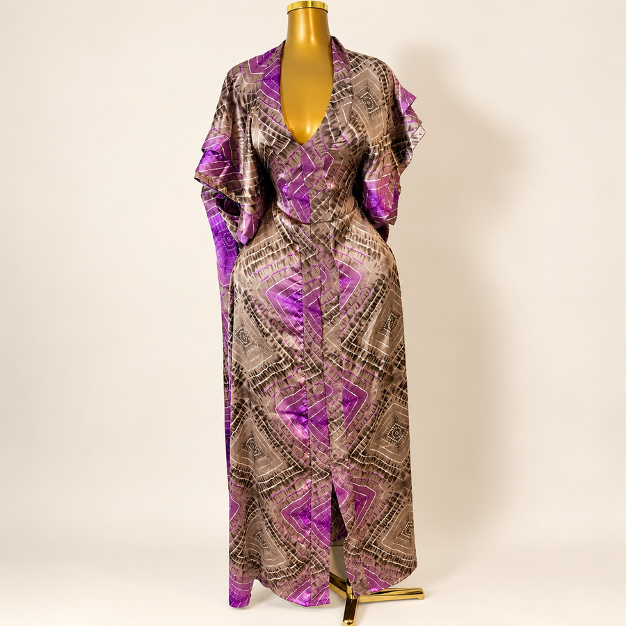 Robe soie imprimée violette