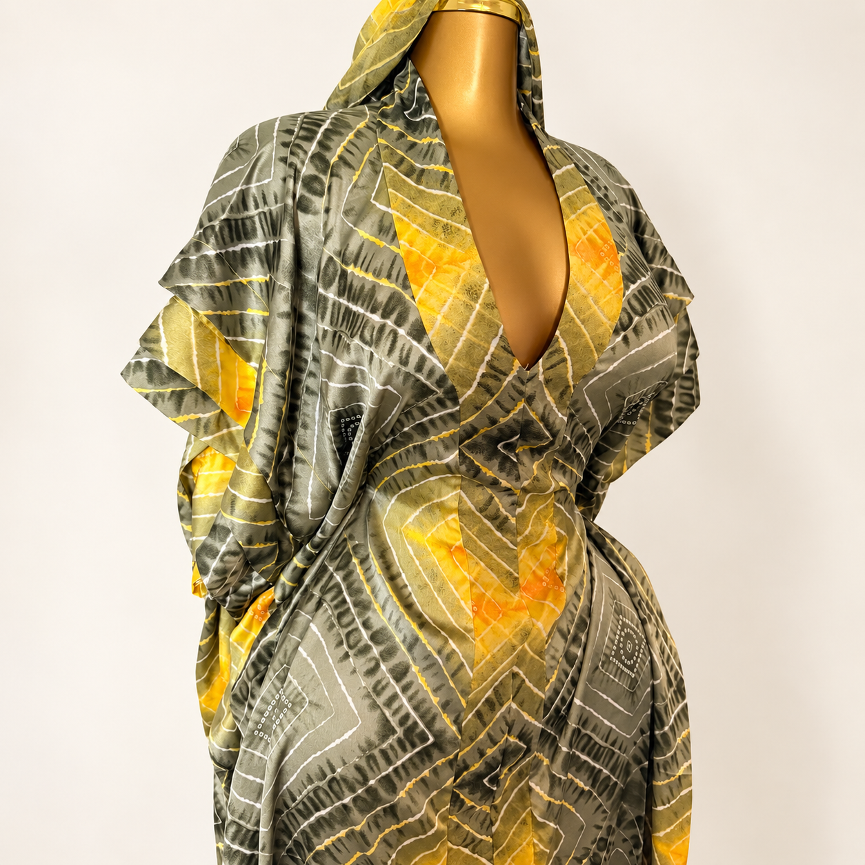 Robe soie imprimée verte