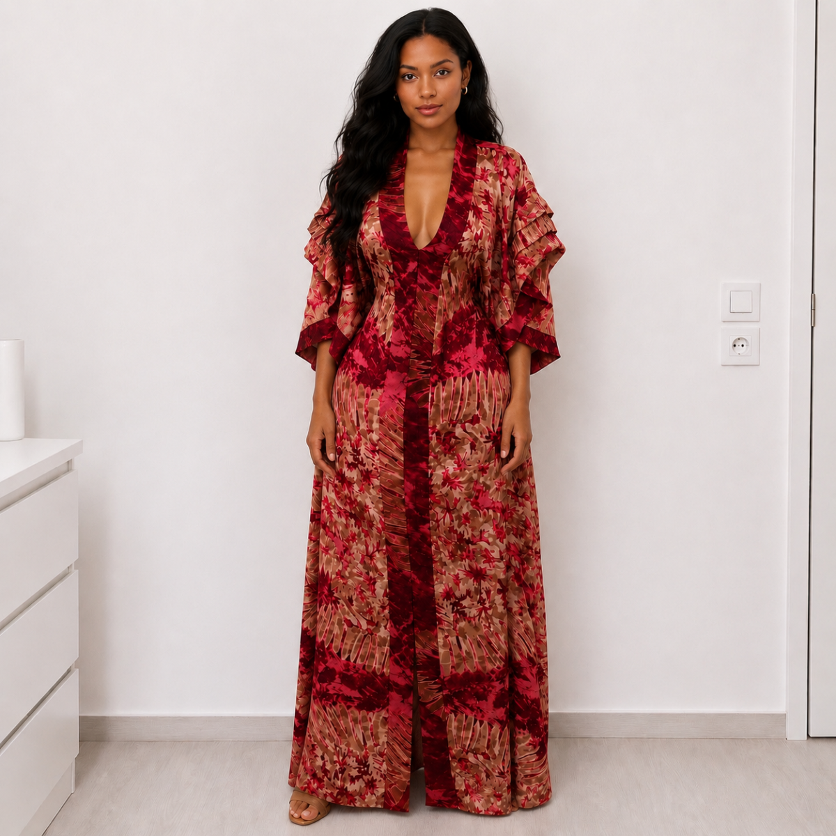 Robe soie imprimée