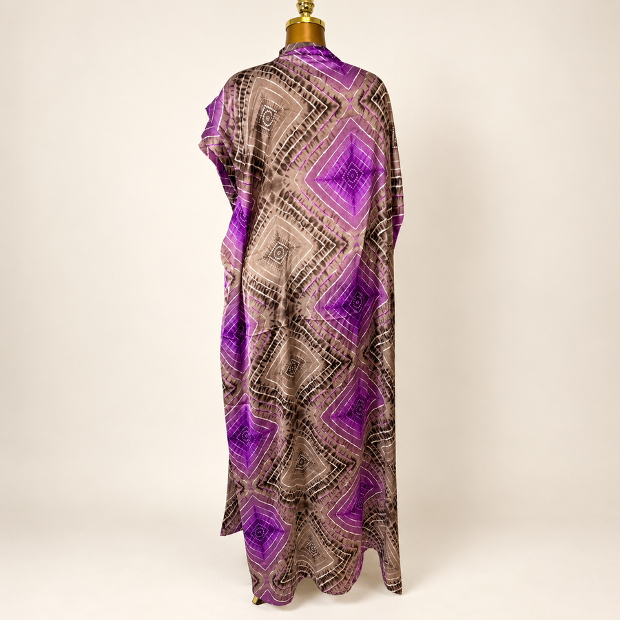 Robe soie imprimée violette