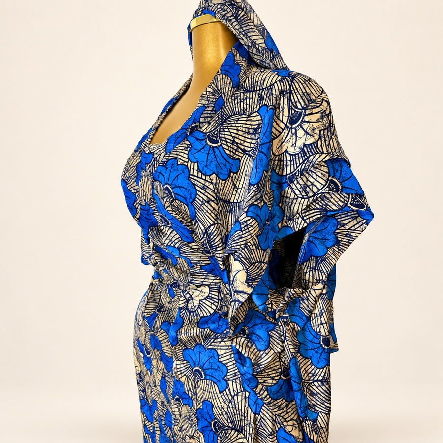 Robe soie imprimée violette