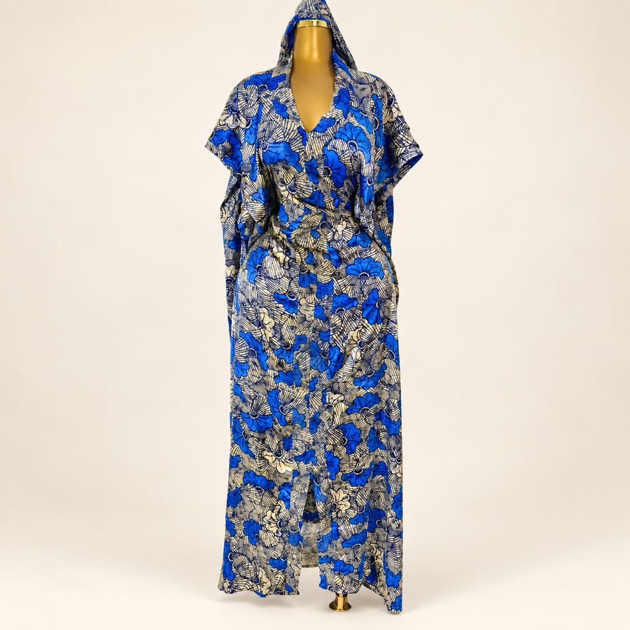 Robe soie imprimée violette