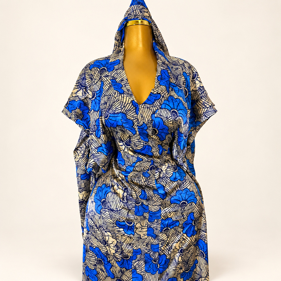 Robe soie imprimée violette