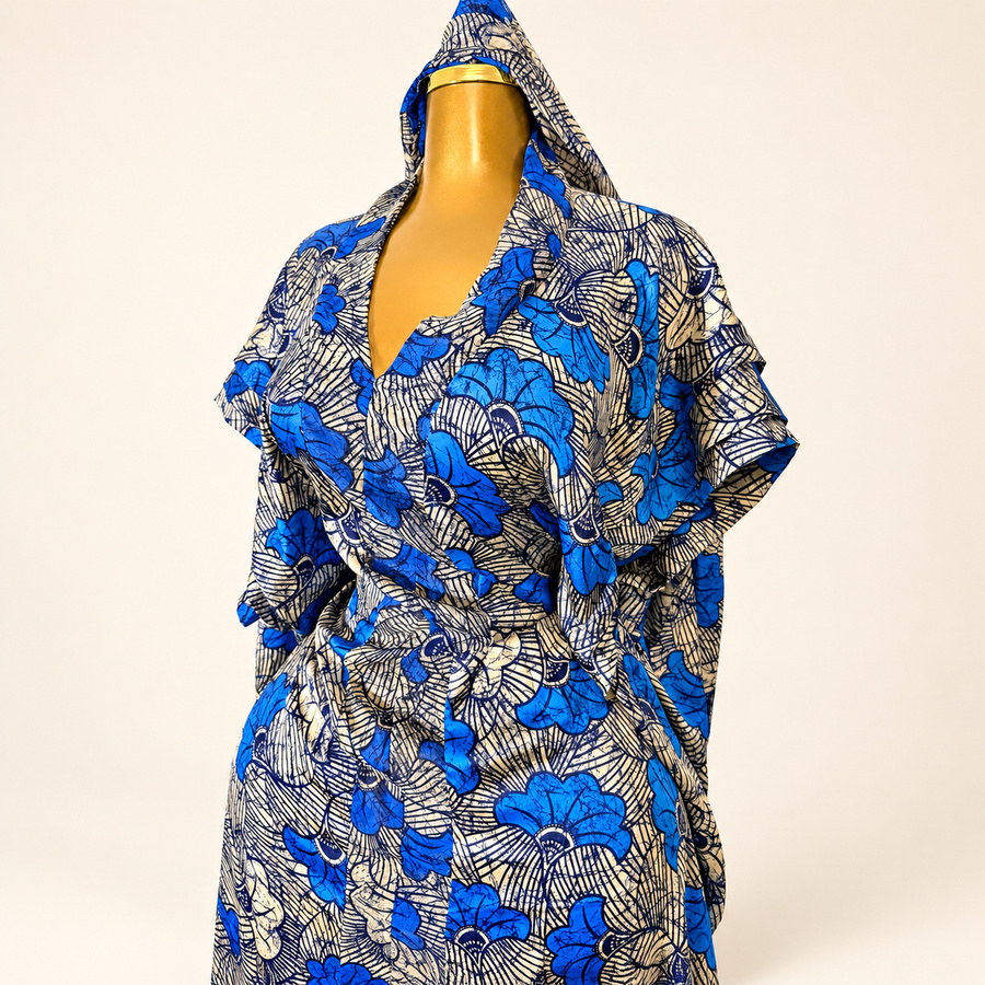 Robe soie imprimée violette