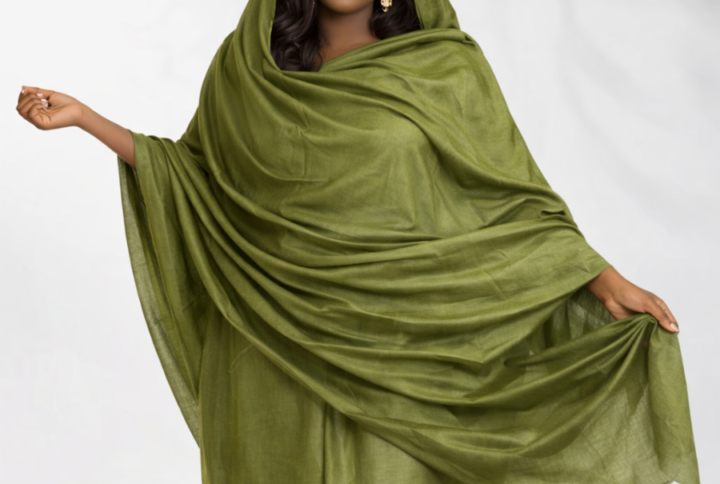 Melhfa couleur unie vert