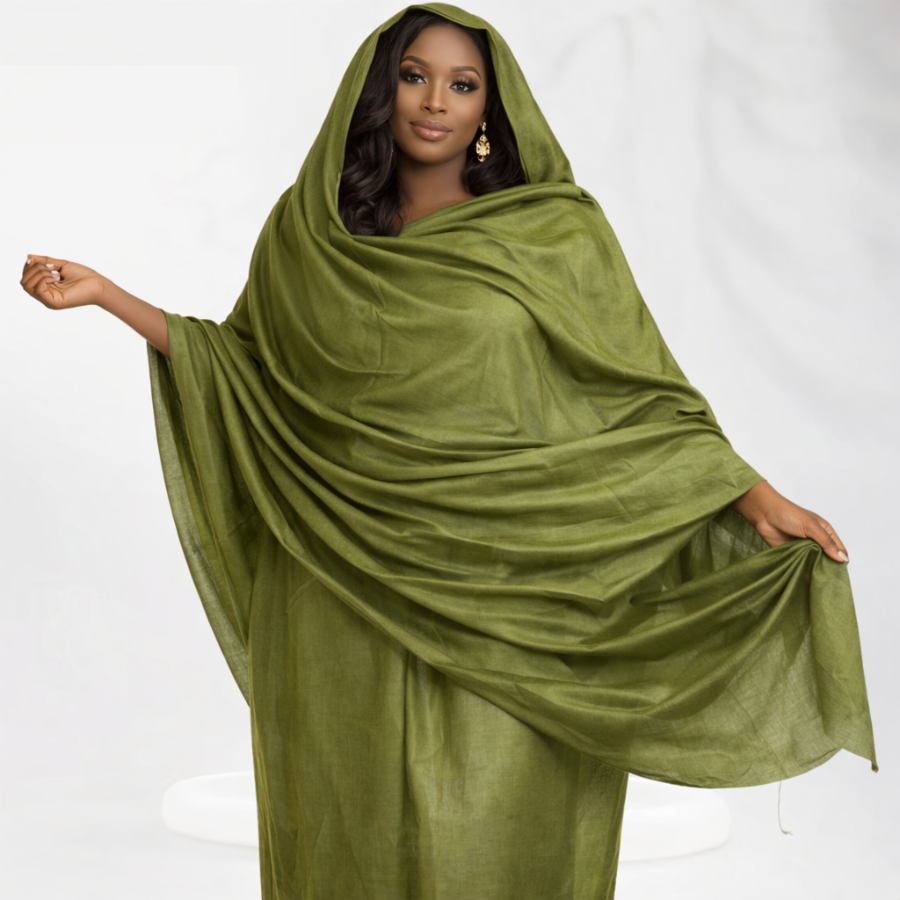 Melhfa couleur unie vert