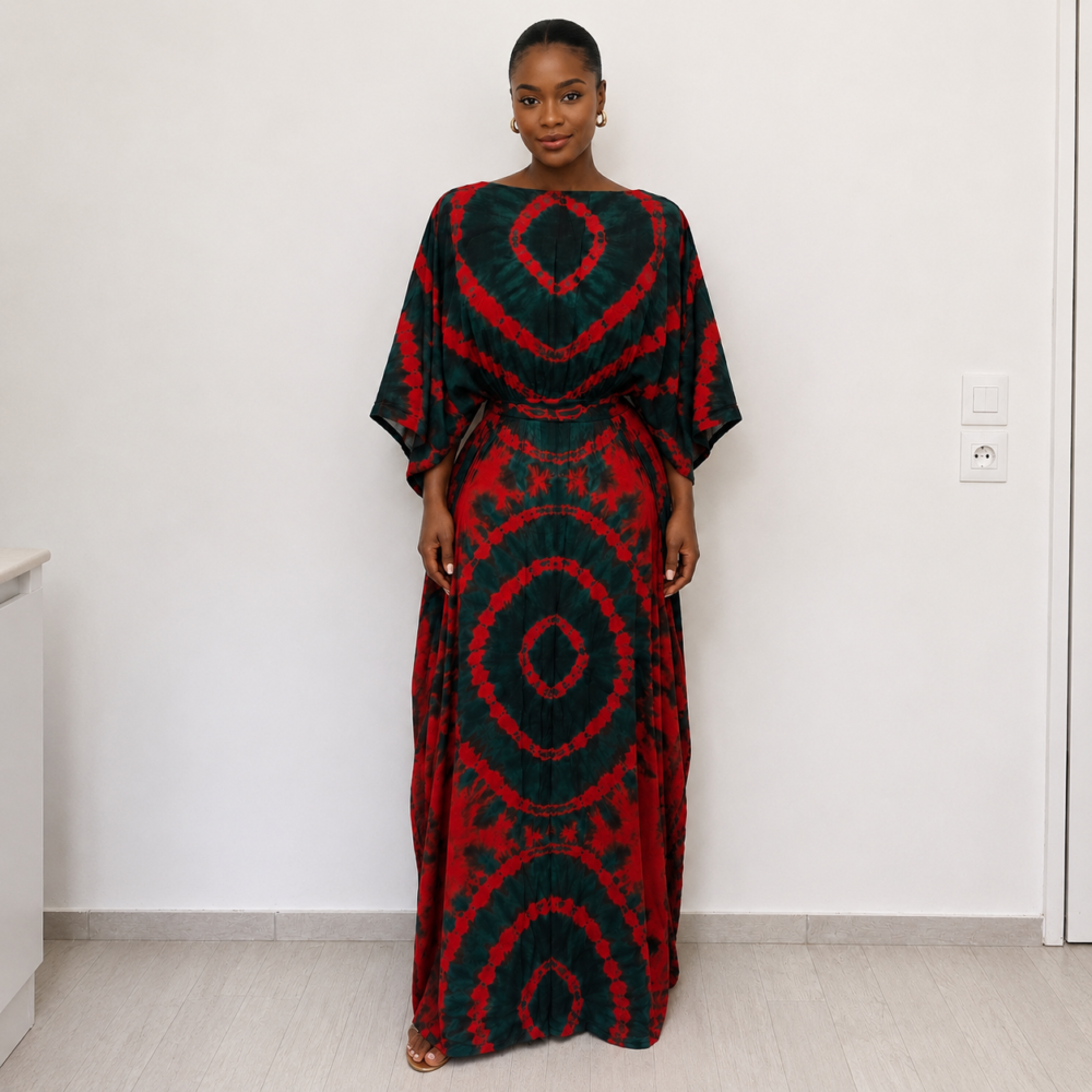 Robe melhfa rouge et vert