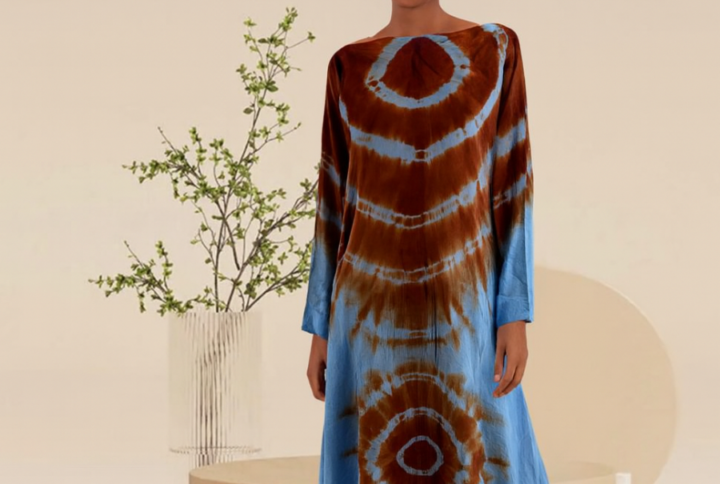 Robe melhfa bleu et marron