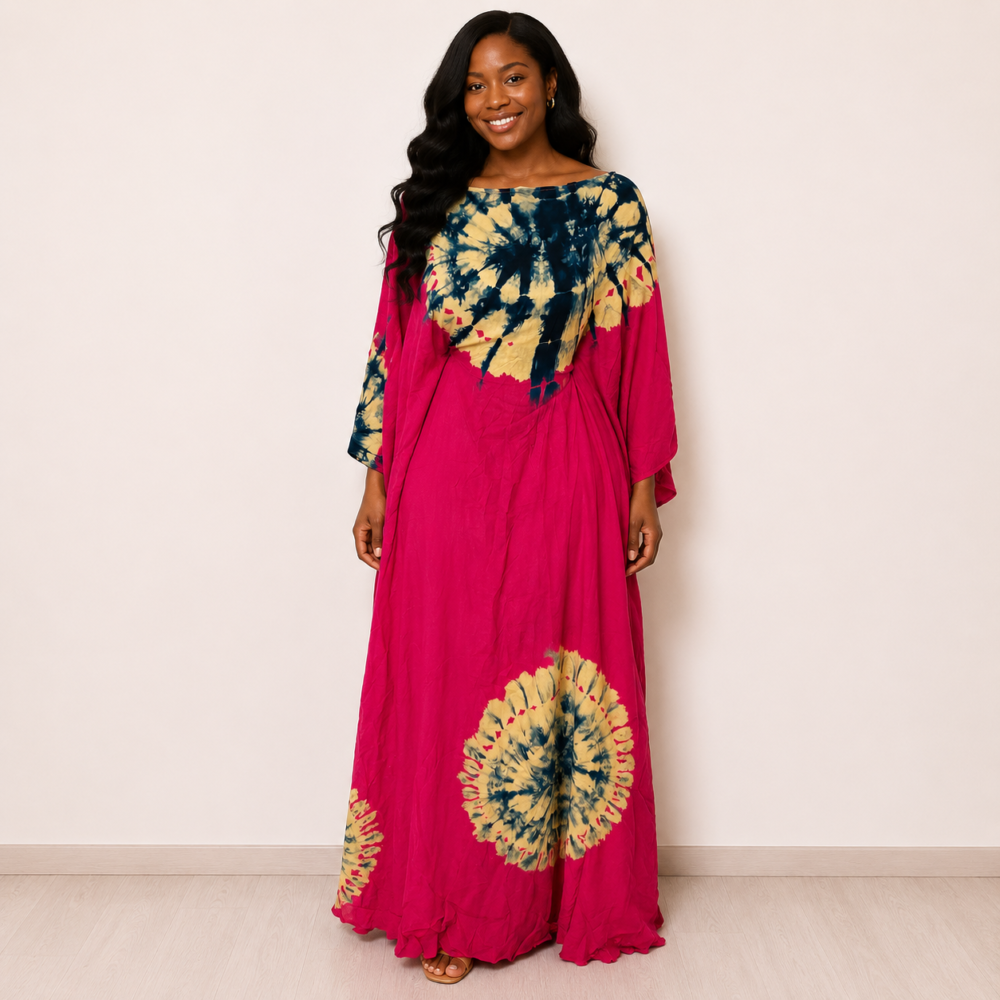 Robe melhfa rose et beige