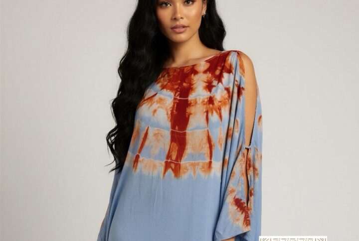 Robe Melhfa bleu et orange