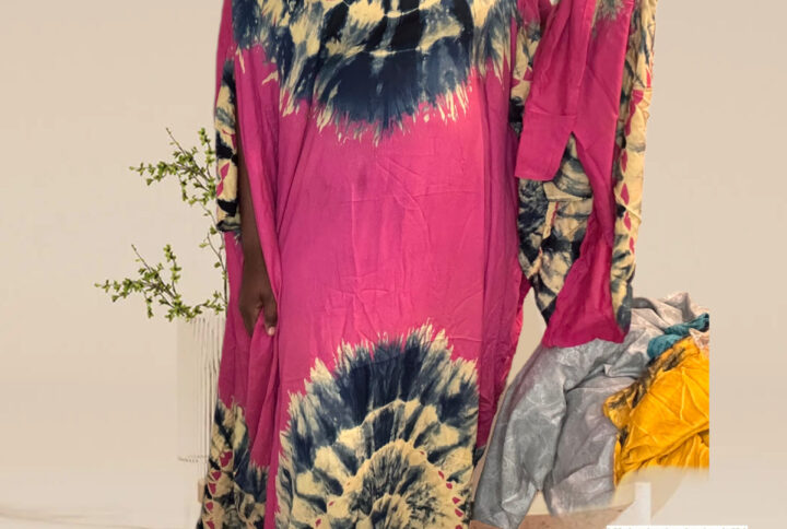 Robe melhfa rose et beige