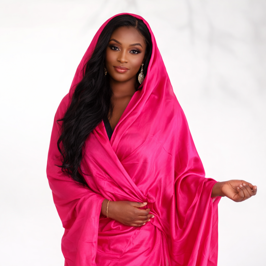 Melhfa couleur unie rose